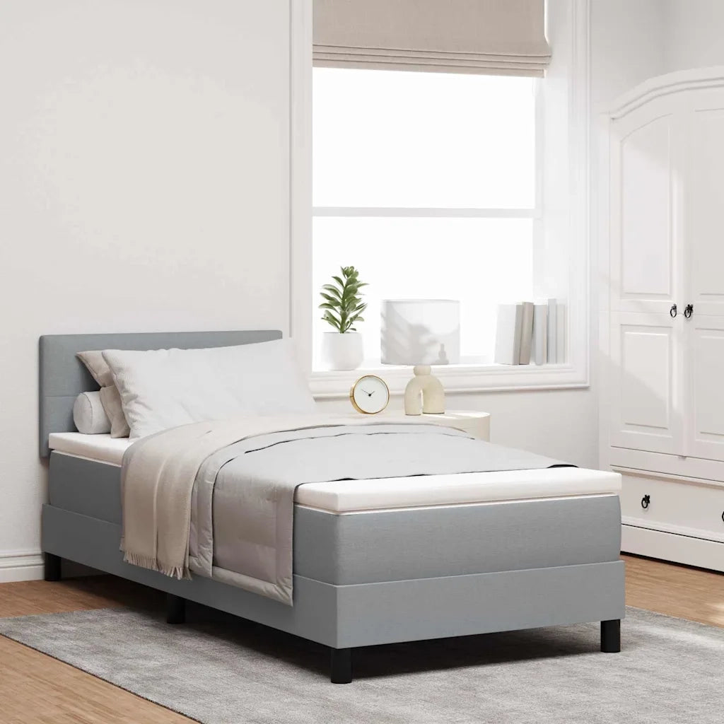 Letto a molle con materasso Grigio chiaro 90 x 200 cm Tessuto