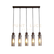 Sweden II 5Lt Bar Pendant - Metallo moka e vetro ambrato
