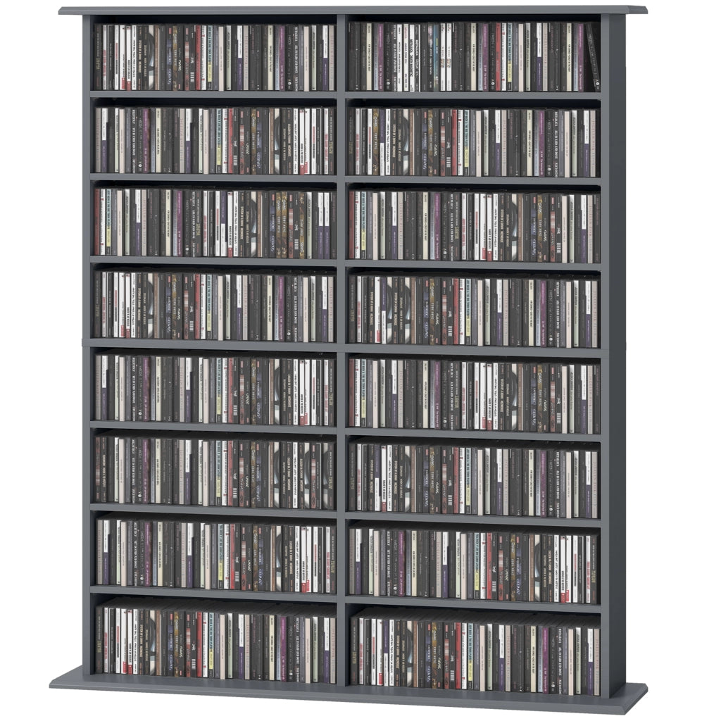 Libreria per CD e DVD con 16 scomparti e 12 ripiani regolabili ¨C Minimal ¨C Grigio