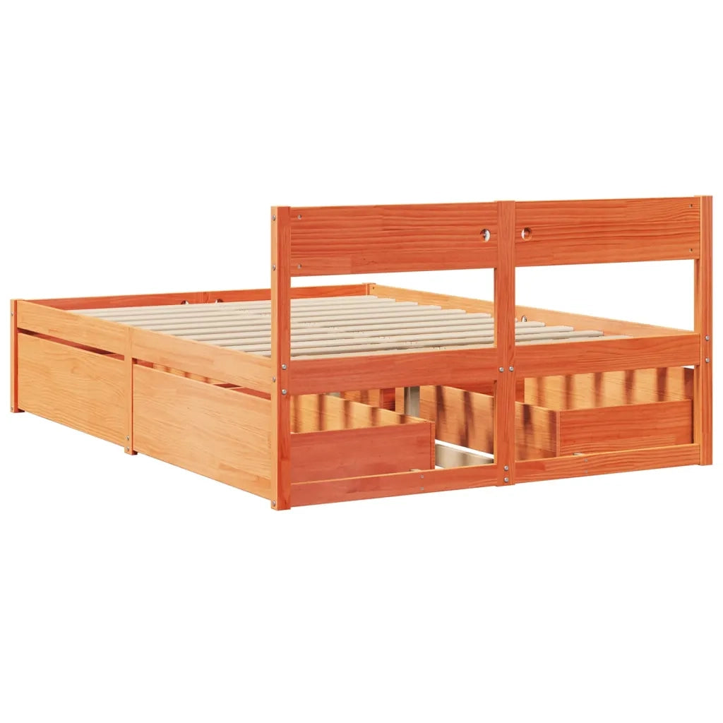 Letto senza Materasso-Struttura Letto Marrone Cera 120x200 cm in Legno di Pino 327502