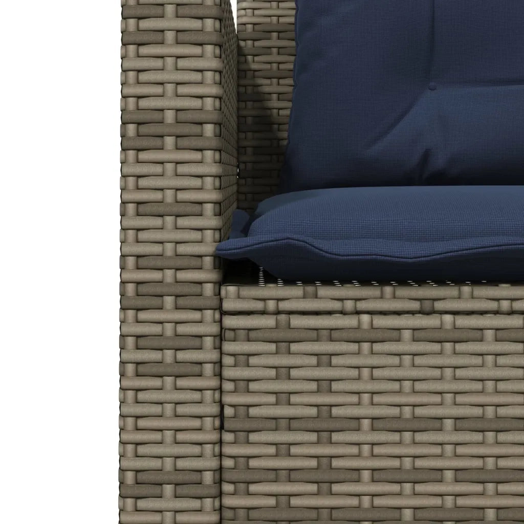 Divano da giardino con Tavolino e cuscini a forma di L in Polyrattan Grigio 369046