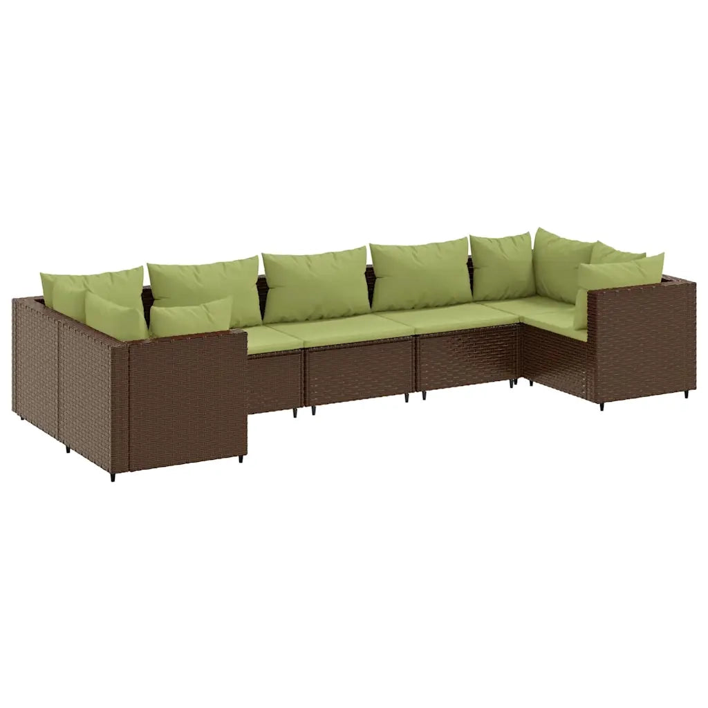 Set Divani da Giardino 7 pz con Cuscini in Polyrattan Marrone 3308262