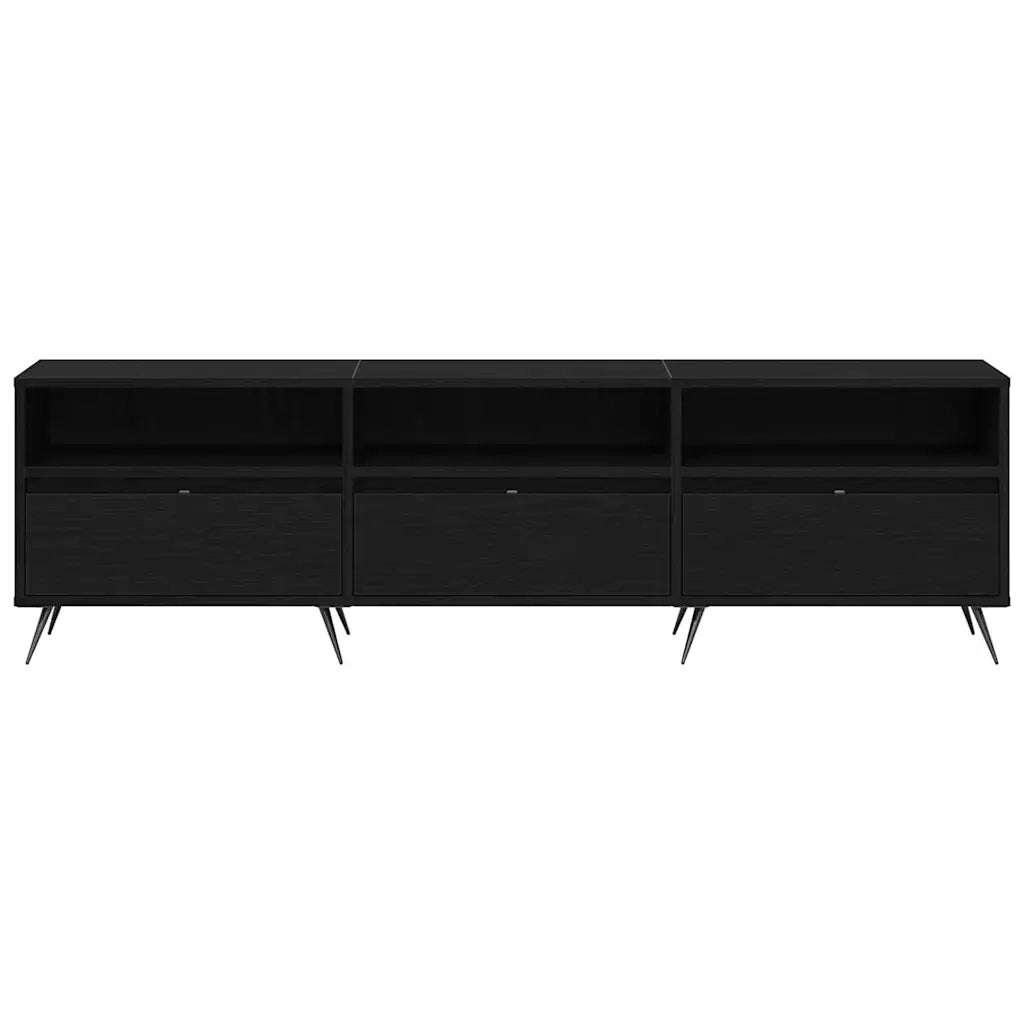 Mobile porta TV rettangolare moderno con pratico vano contenitore per soggiorno 150 x 30 x 44 cm legno composito nero 02_0051819