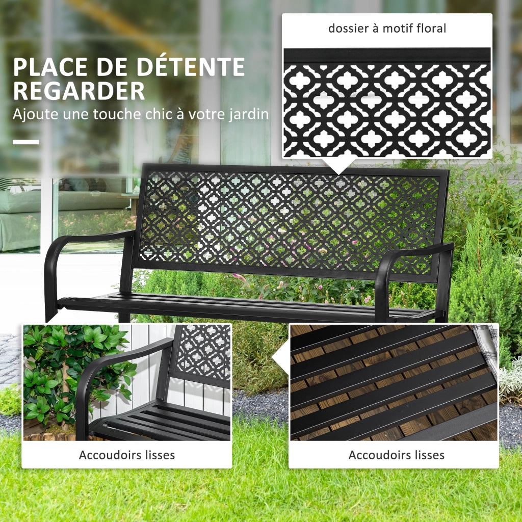 Panchina da Giardino ¨C Minimal ¨C 127x63x83 cm Nero