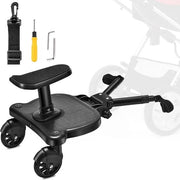 Buggyboard con seggiolino - Pannello di appoggio universale per bambini - Piastra di appoggio per passeggino - Disegno a due ruote stabile - Rotazione a 360° - Nero - Bambini dai 2 ai 6 anni (25 kg) Piastra di appoggio supplementare