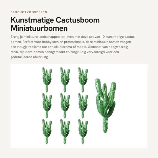 Collezione di Cactus artificiali - Miniature - Dettagliate e Realistiche - Set da 10 - Ideali per progetti di paesaggio - Decorative e Creative.