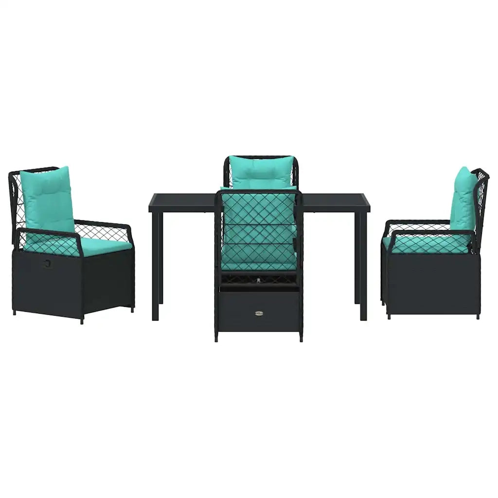 Set da Pranzo per Giardino 5 pcs Nero polyrattan 3381060