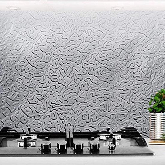Decorazione per parete di cucina in alluminio - Resistente al calore - Resistente all'umidità - Duraturo - facile da pulire - 40cm x 1000cm