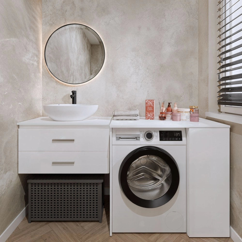 Mobile bagno per lavatrice con mobile con ante POLA NP 1d bianco 2 ripiani