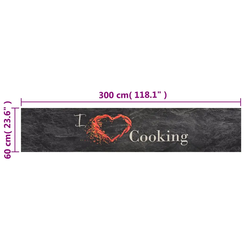 Tappeto del soggiorno | Tappeto da Cucina Lavabile Nero Cucinare 60x300 cm Velluto