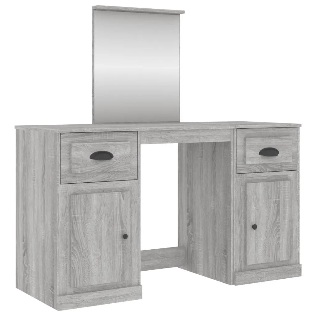 Toeletta con Specchio-Tavolo da Vanit¨¤ Grigio Sonoma 130x50x132,5 cm