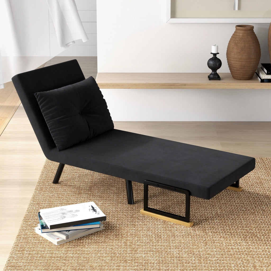 Poltrona Letto Reclinabile con Cuscino ¨C Minimal ¨C Nero 63x73x81 cm