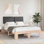 Letto con Testiera Rivestita-Struttura Letto con Testiera Grigio scuro 140 x 200 cm 527910
