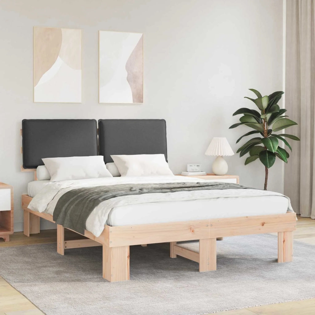 Letto con Testiera Rivestita-Struttura Letto con Testiera Grigio scuro 140 x 200 cm 527910