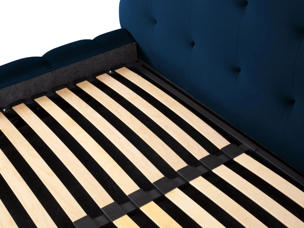 Cosmopolitan Design - Letto a cassettone con testiera "Bali" 160x200cm in velluto blu reale 