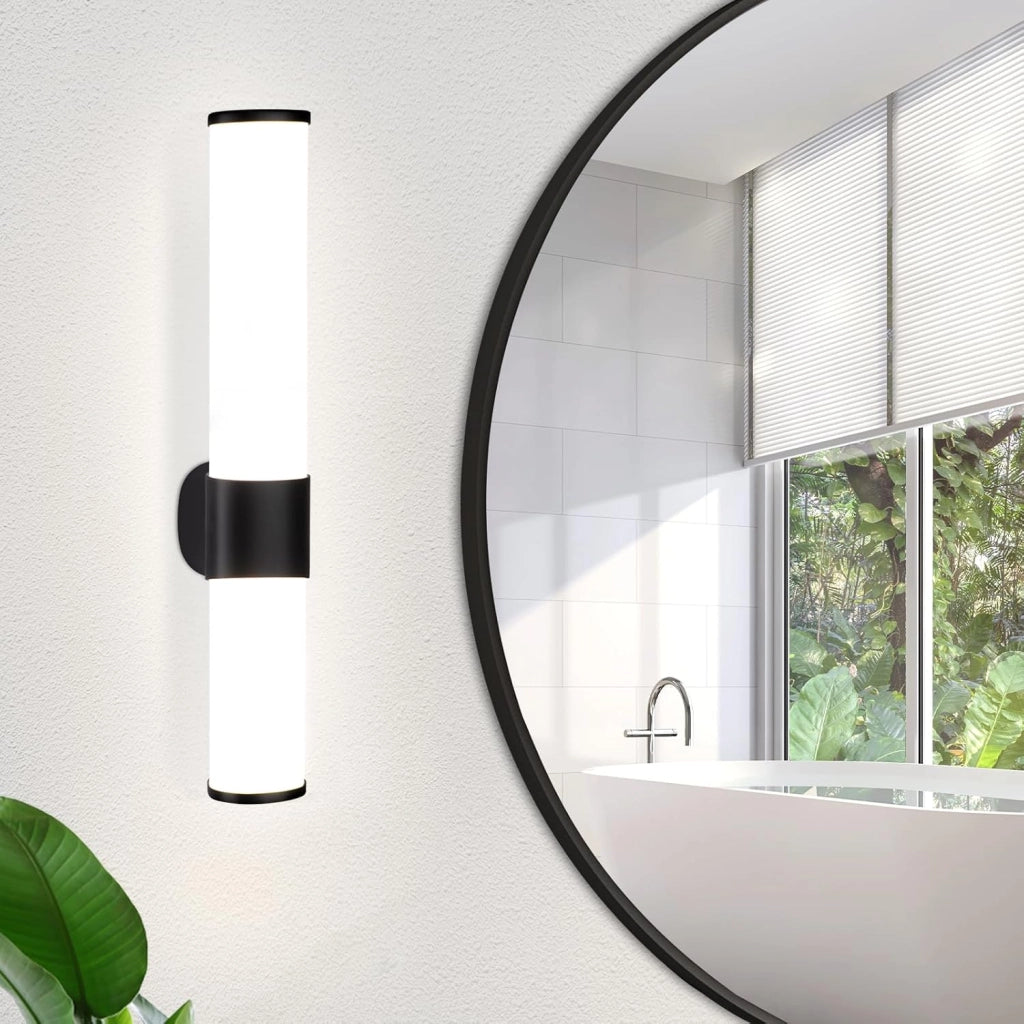 ZMH Lampada da specchio per bagno a LED 6W nera da parete per bagno 30 cm
