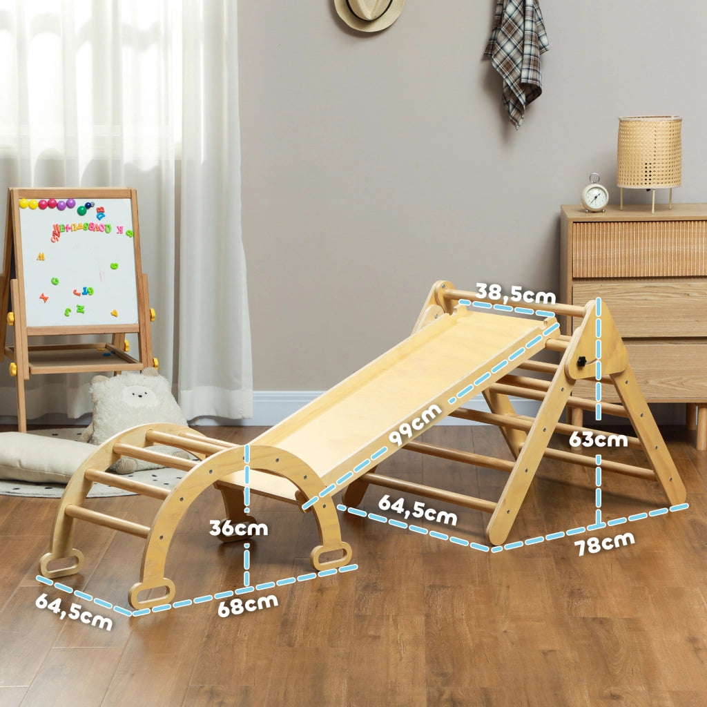 Triangolo Montessori 5 in 1 con Rampa e Arco ¨C Xylo ¨C Legno Naturale 178x64,5x63 cm