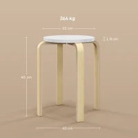 Set 4 Sgabelli Rotondi Impilabili in Legno Bianco, Ø40x45 cm