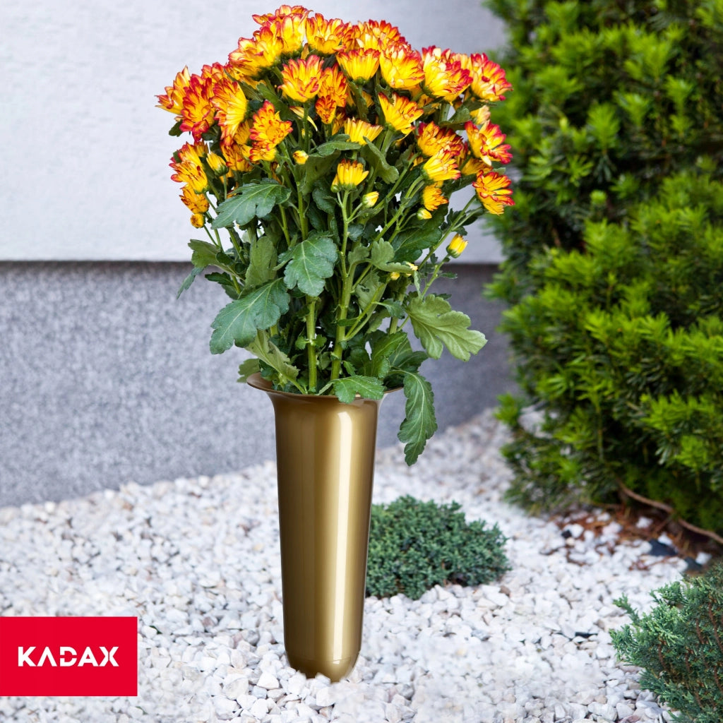 Vaso KADAX Bottiglia per Cimitero Lapide 23cm Lapide per Fiori Oro