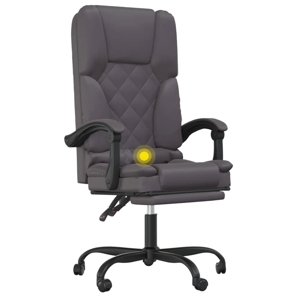 Poltrona da Ufficio Massaggiante Reclinabile Grigio Similpelle 349689