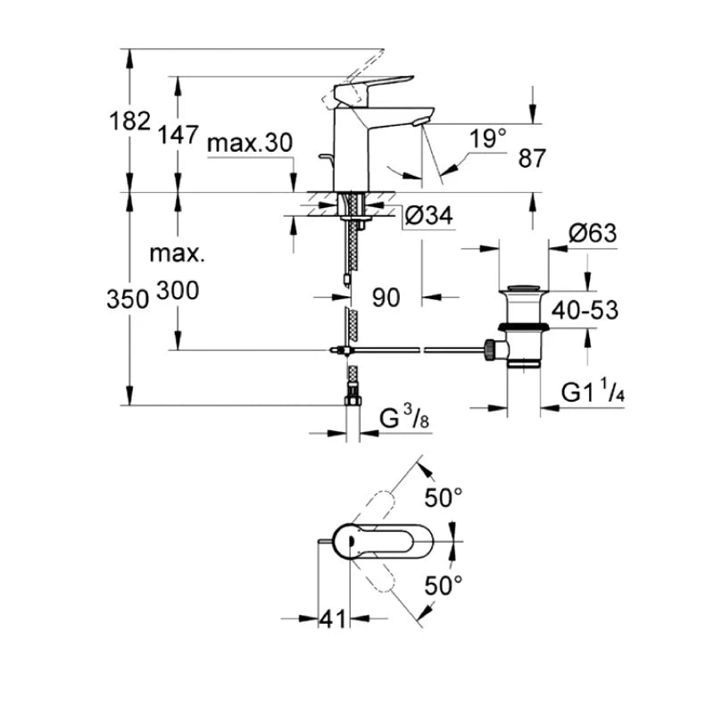 Miscelatore monocomando grohe startedge per lavabo