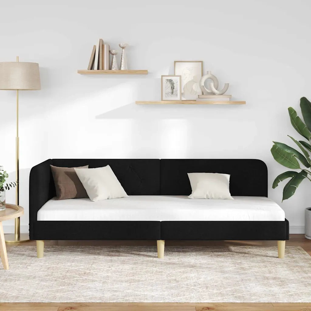 Cornice del letto ad angolo Nero 80 x 200 cm Tessuto