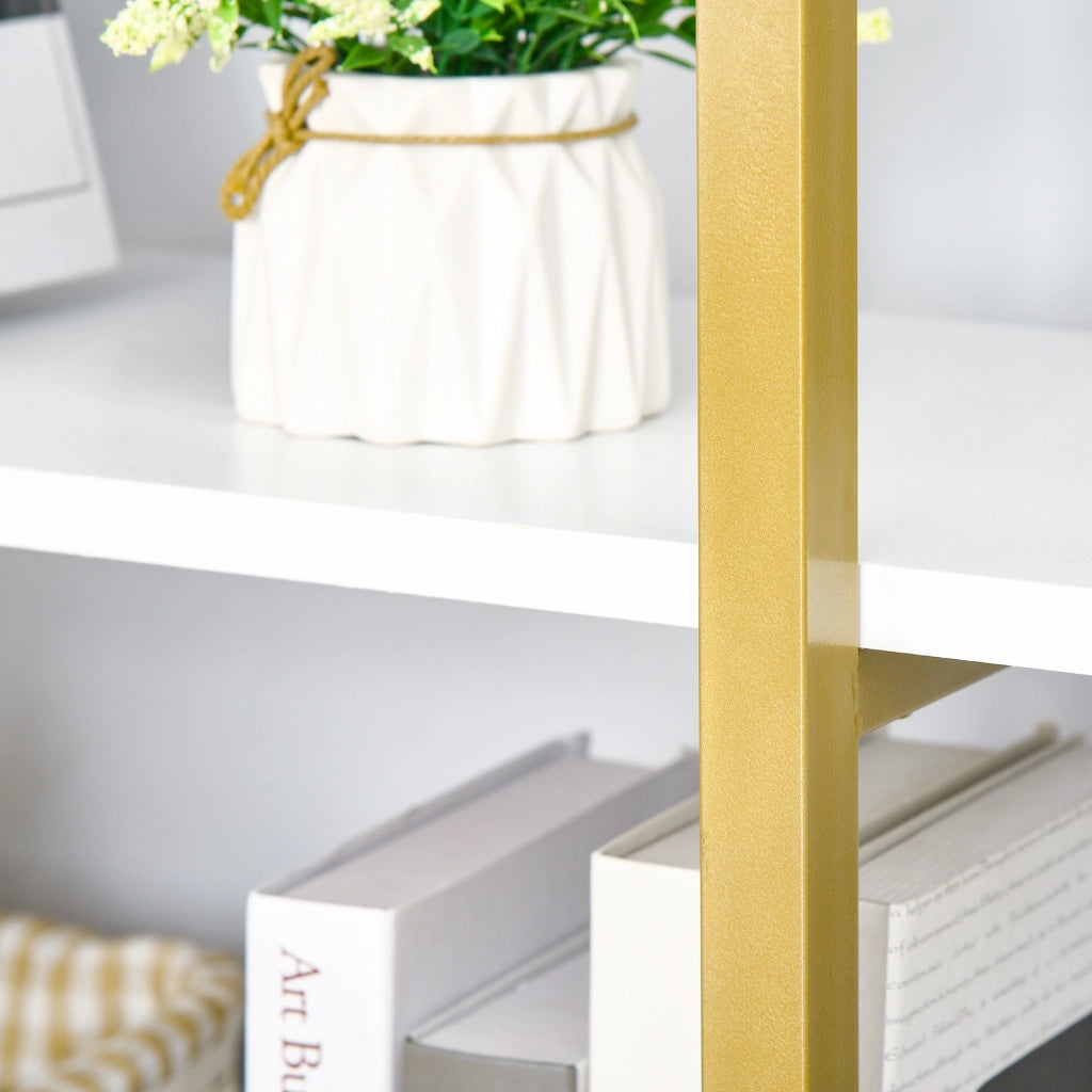 Easycomfort Mobile Libreria a 4 Livelli Rialzato e Multiuso, in MDF e Acciaio, 92x35x152cm