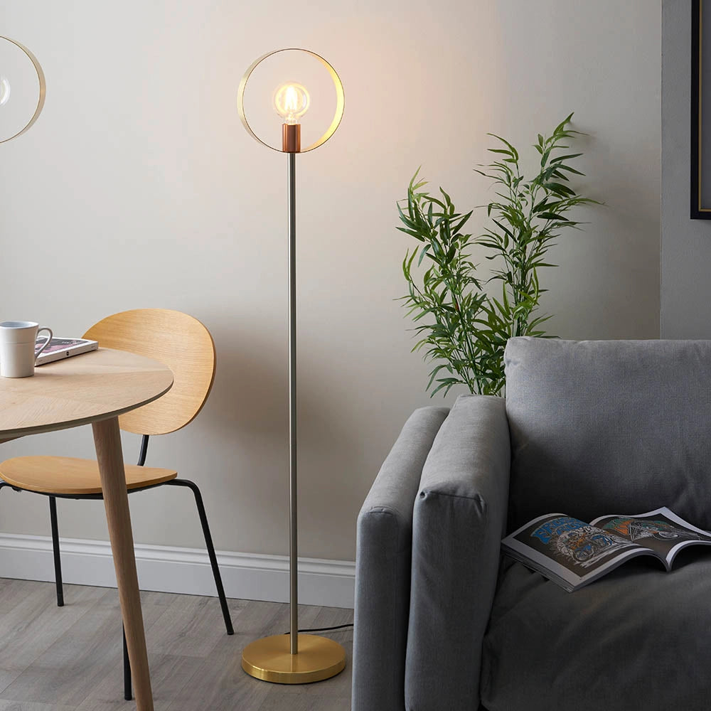 Lampada da terra industriale ottone HOOP Endon E27