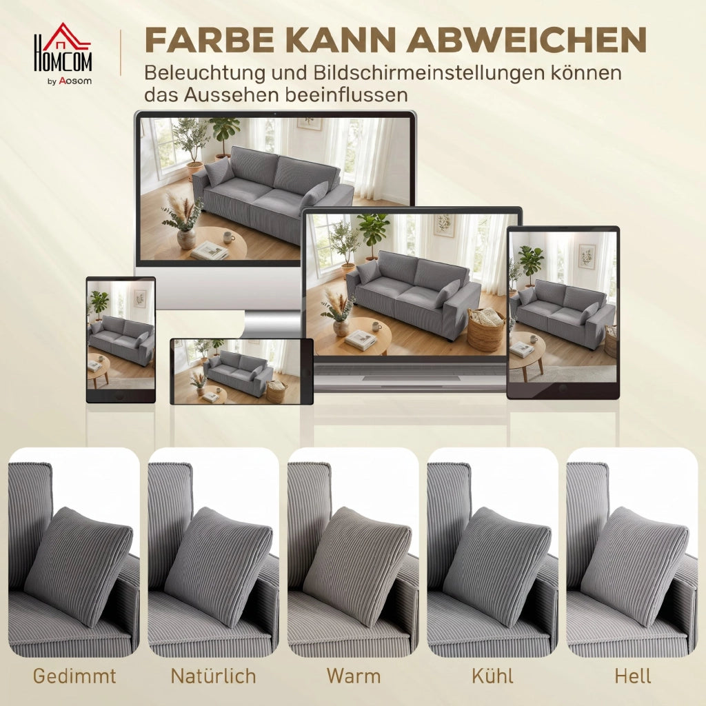Divano 3 posti 218 cm ¨C Xylo ¨C Tessuto velluto grigio chiaro con cuscini