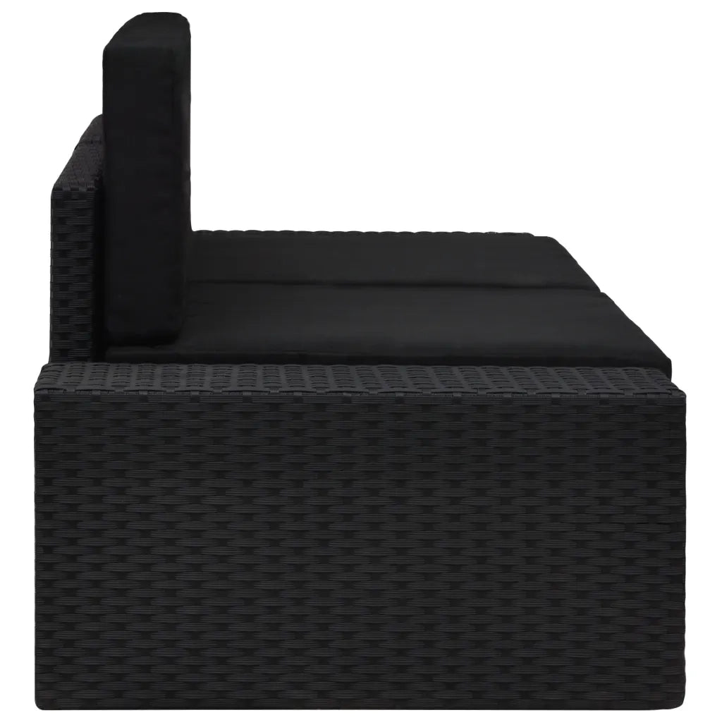 Divano Modulare a 2 Posti in Polyrattan Nero 49505
