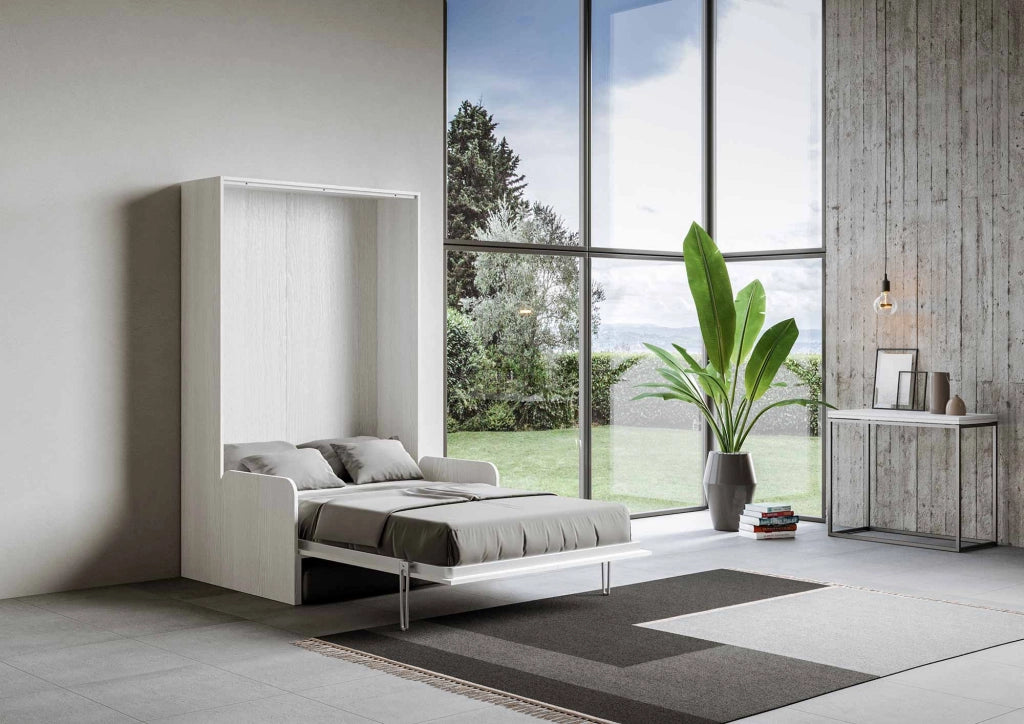 Letto Matrimoniale Francese a Scomparsa Salvaspazio con Sofà Kentaro H210 cm Bianco