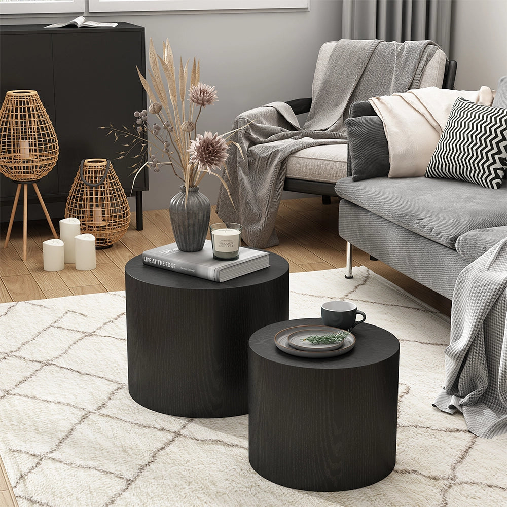 Vicco Set di tavolini Nero 48 x 48 cm