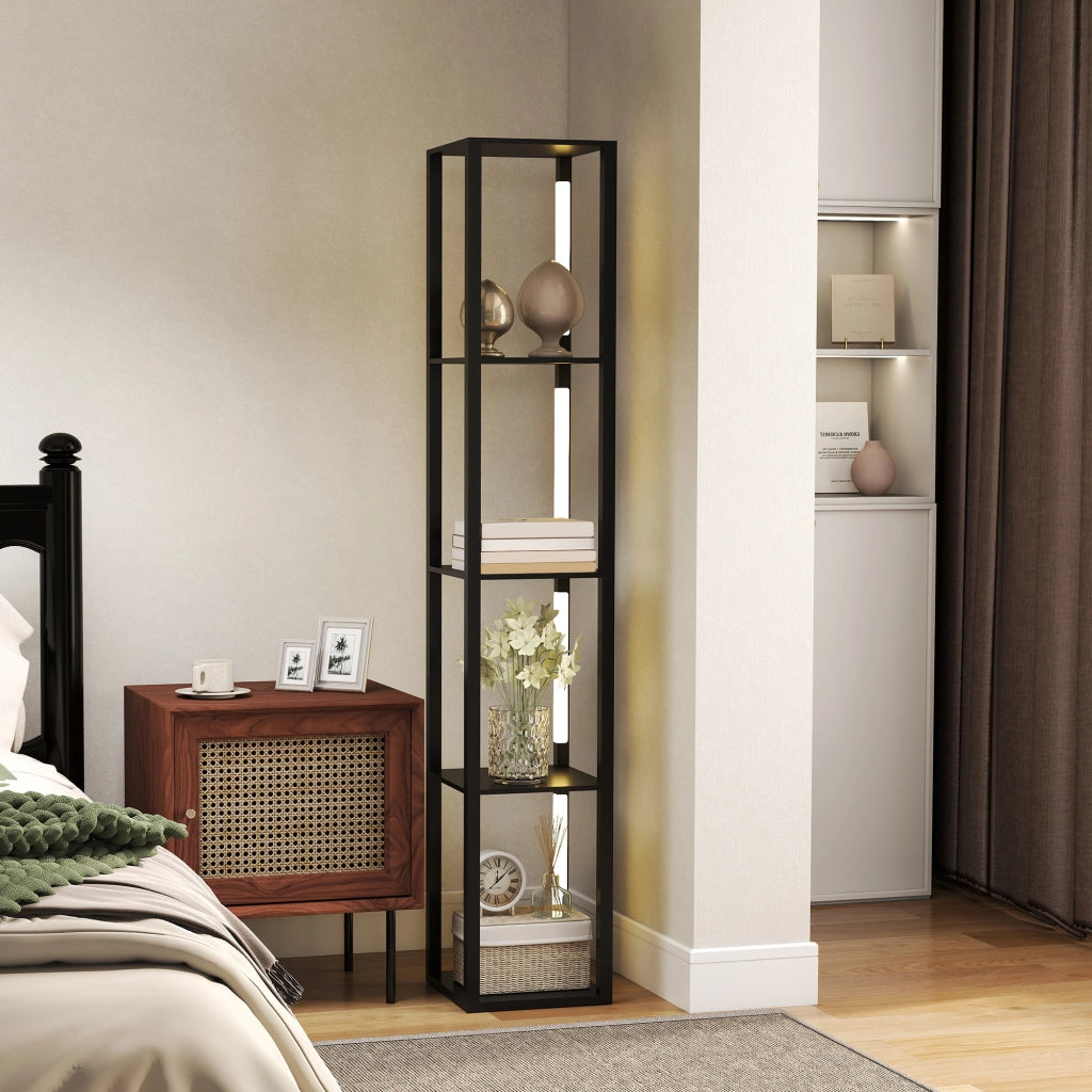 Lampada da Terra con 4 Ripiani ¨C Minimal ¨C 29x29x163 cm Nero