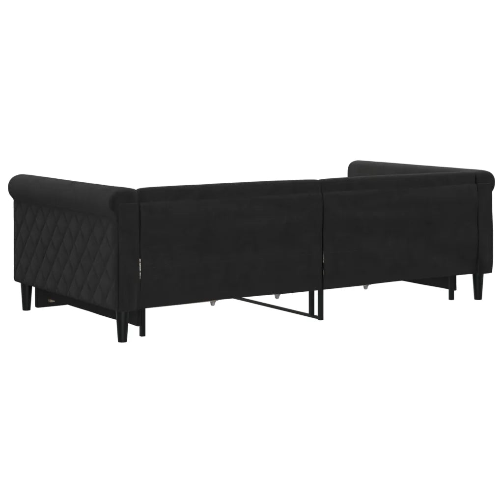 Divano letto | Sof¨¤ letto | Letto singolo Estraibile con Cassetti Nero 100x200 cm in Velluto