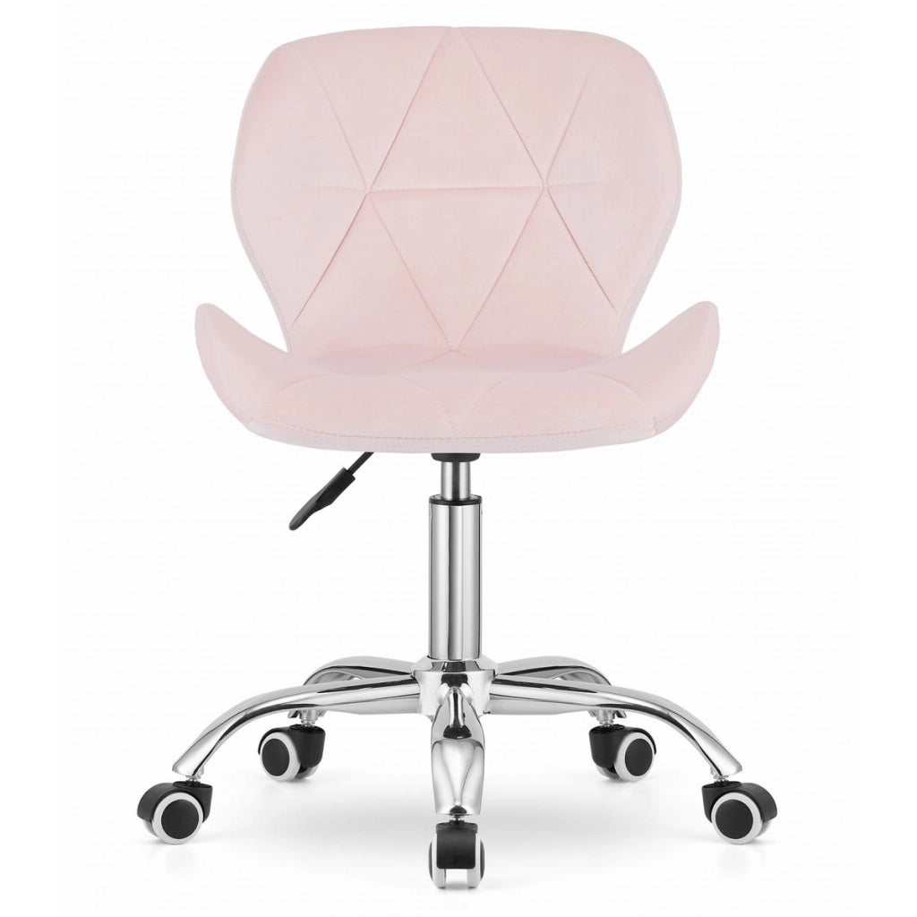 Sedia da ufficio girevole Avola in velluto rosa chiaro