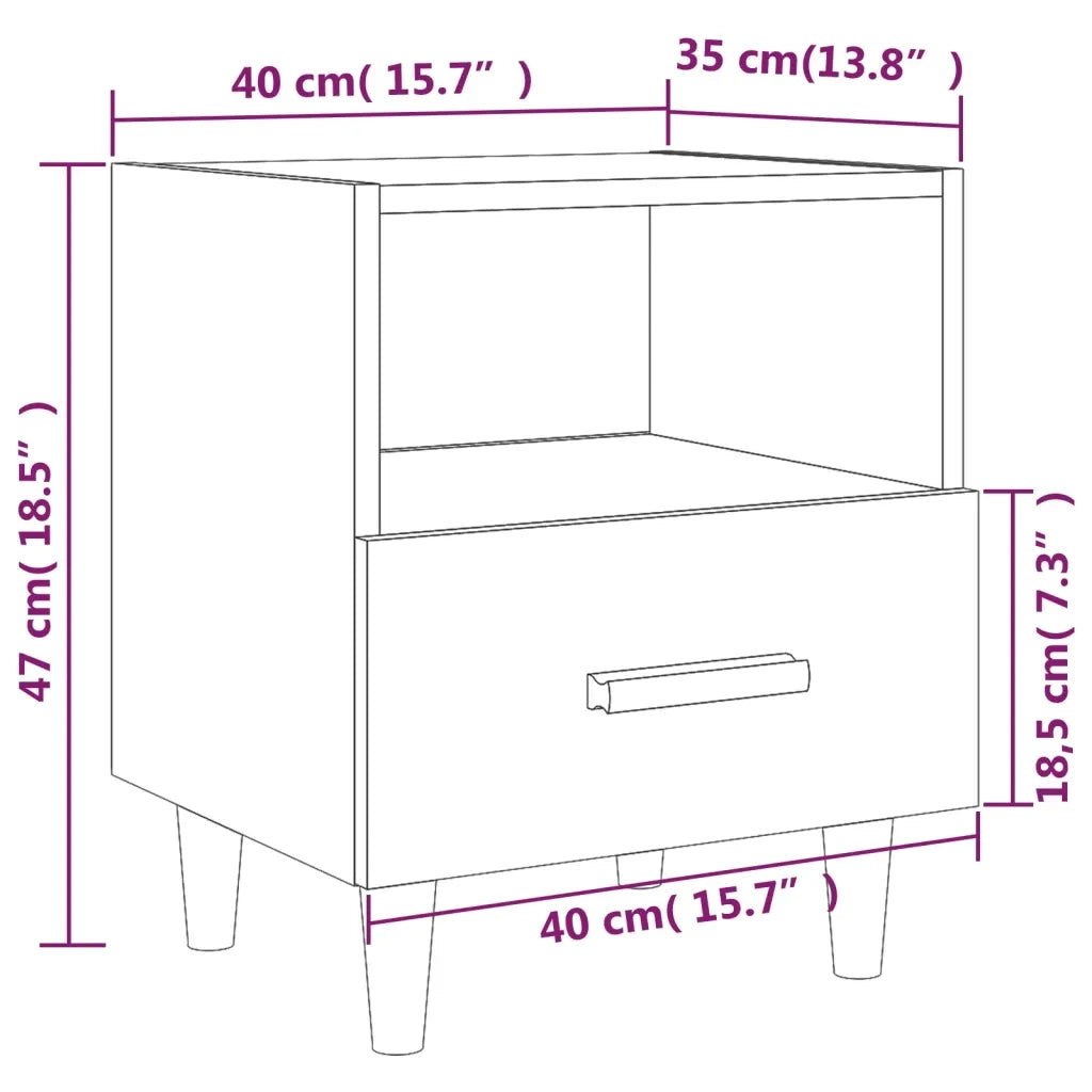 Set di 2 Comodini | Armadio da Notte | Mobiletto da notte Grigio Sonoma 40x35x47 cm