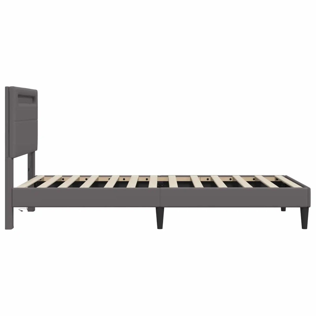 Letto singolo | Letto per adulti | Struttura del letto con testiera Grigio 100 x 200 cm Similpelle