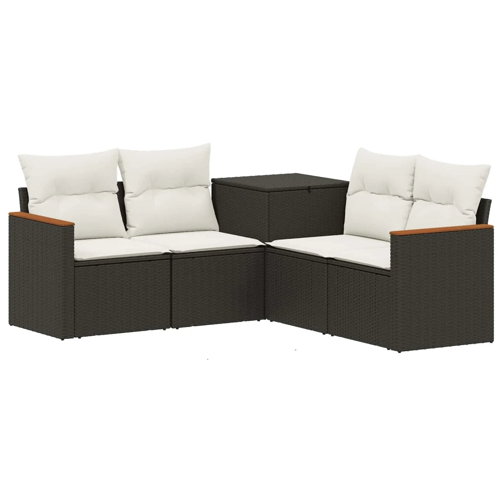 Set di divani 5 pz Nero e Bianco Crema 3447932