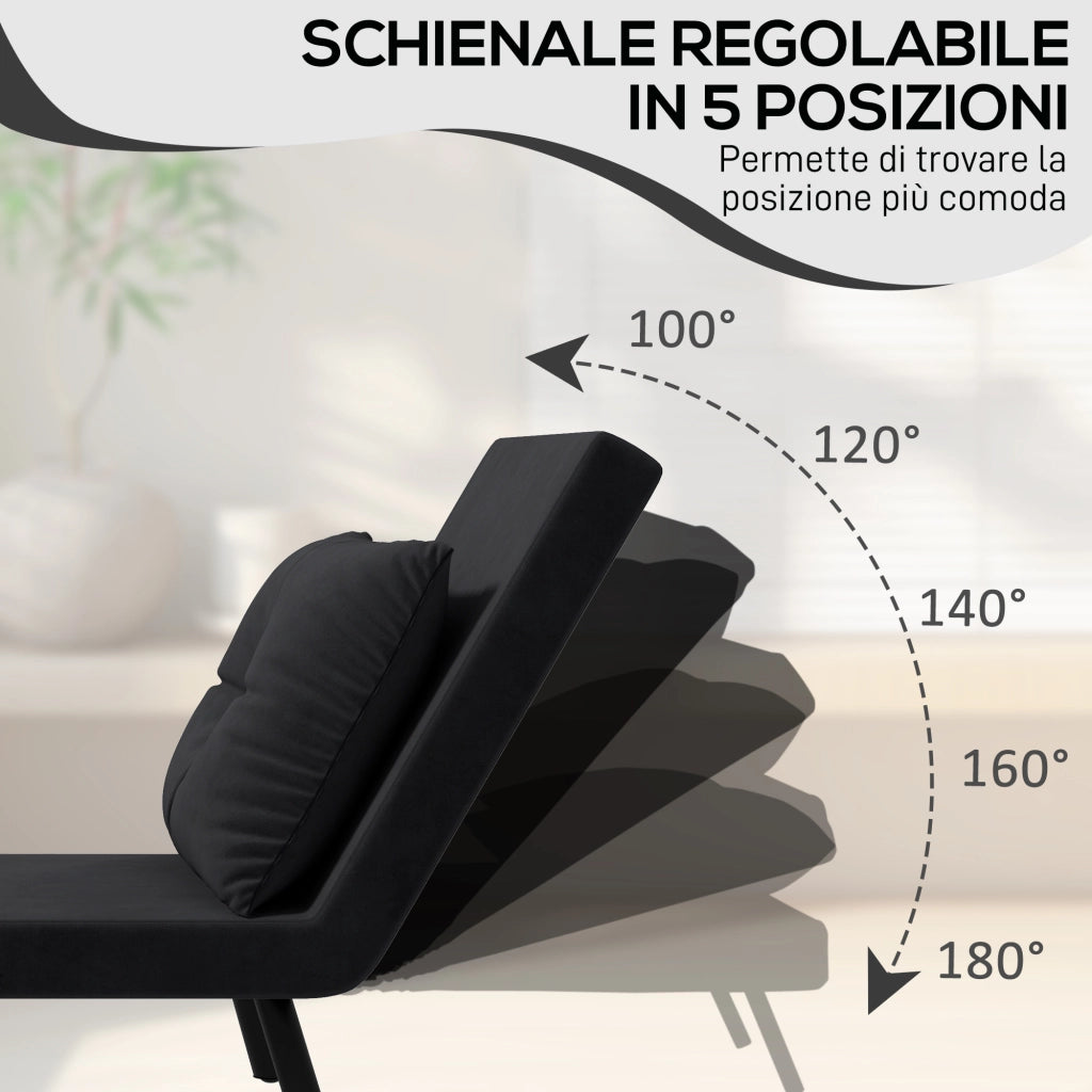 Poltrona Letto Reclinabile con Cuscino ¨C Minimal ¨C Nero 63x73x81 cm