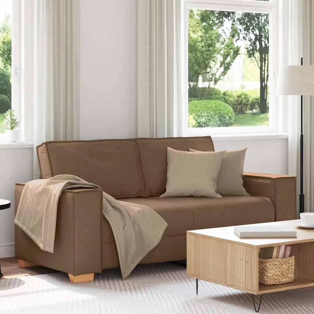 Divano a 2 Posti-Sofa 2 Posti Marrone 140 cm Tessuto
