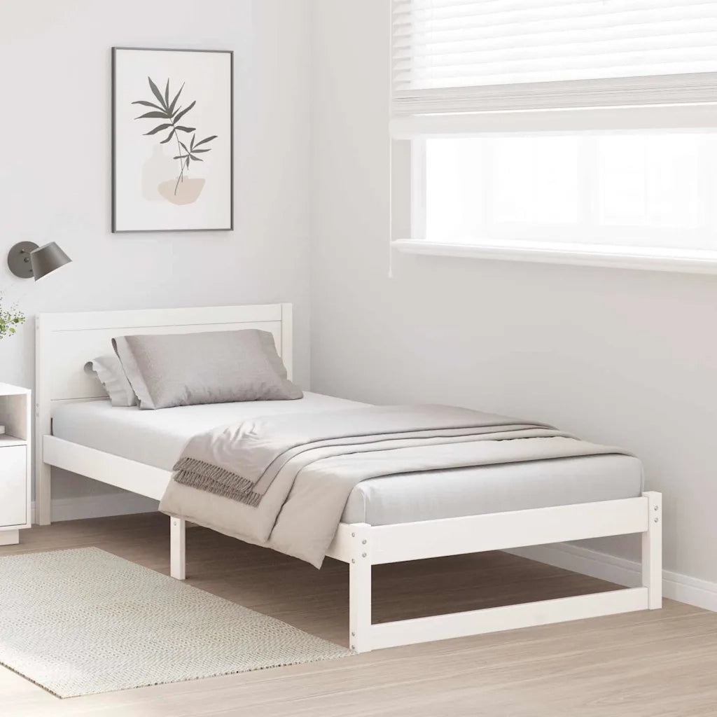 Struttura del letto Bianco 90 x 200 cm Pino massello 873290