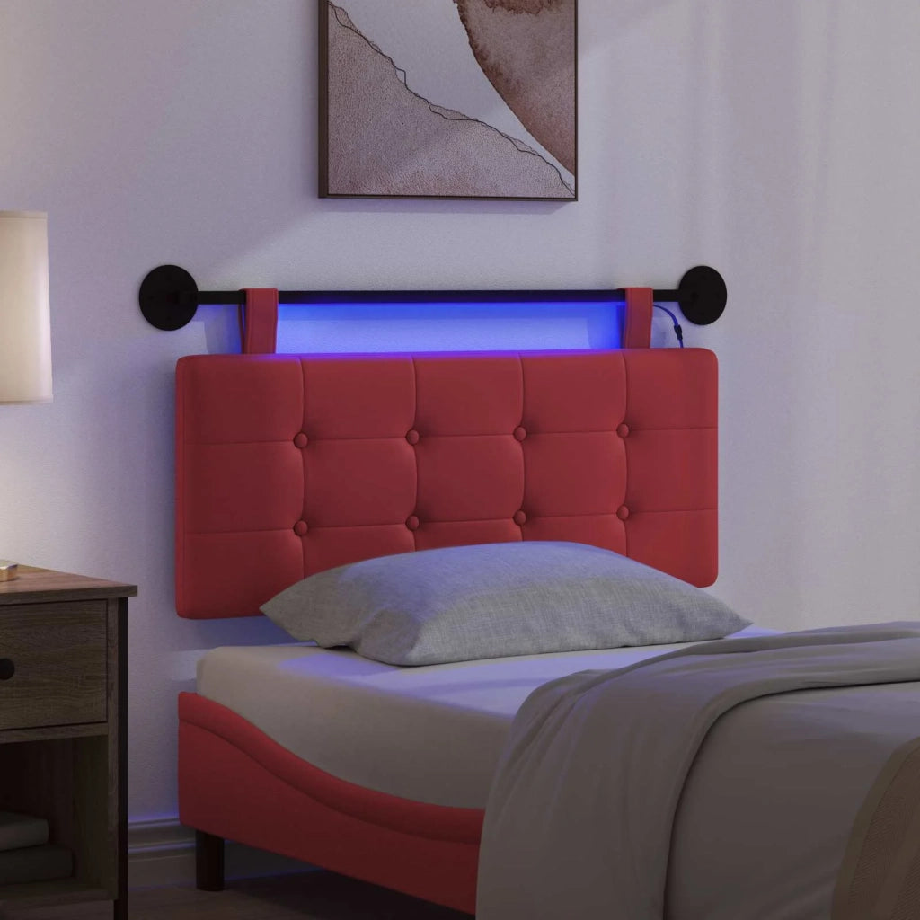 Testiera sospesa Con luce LED Rosso Similpelle 3424403