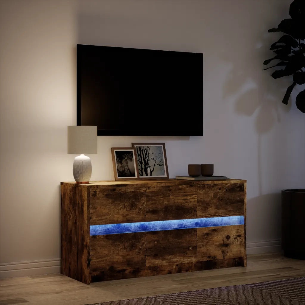 Mobile Porta TV con LED-Mobile per TV-Credenza TV Rovere Fumo 100x34x50 cm in Truciolato 620019