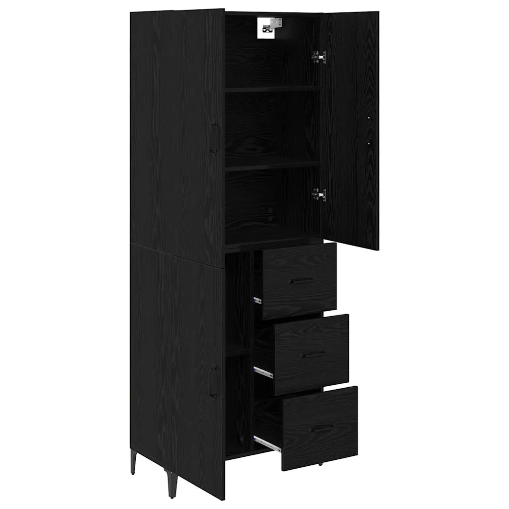 Credenza Rovere Nero 69,5 x 34 x 180 cm Legno multistrato 3416082