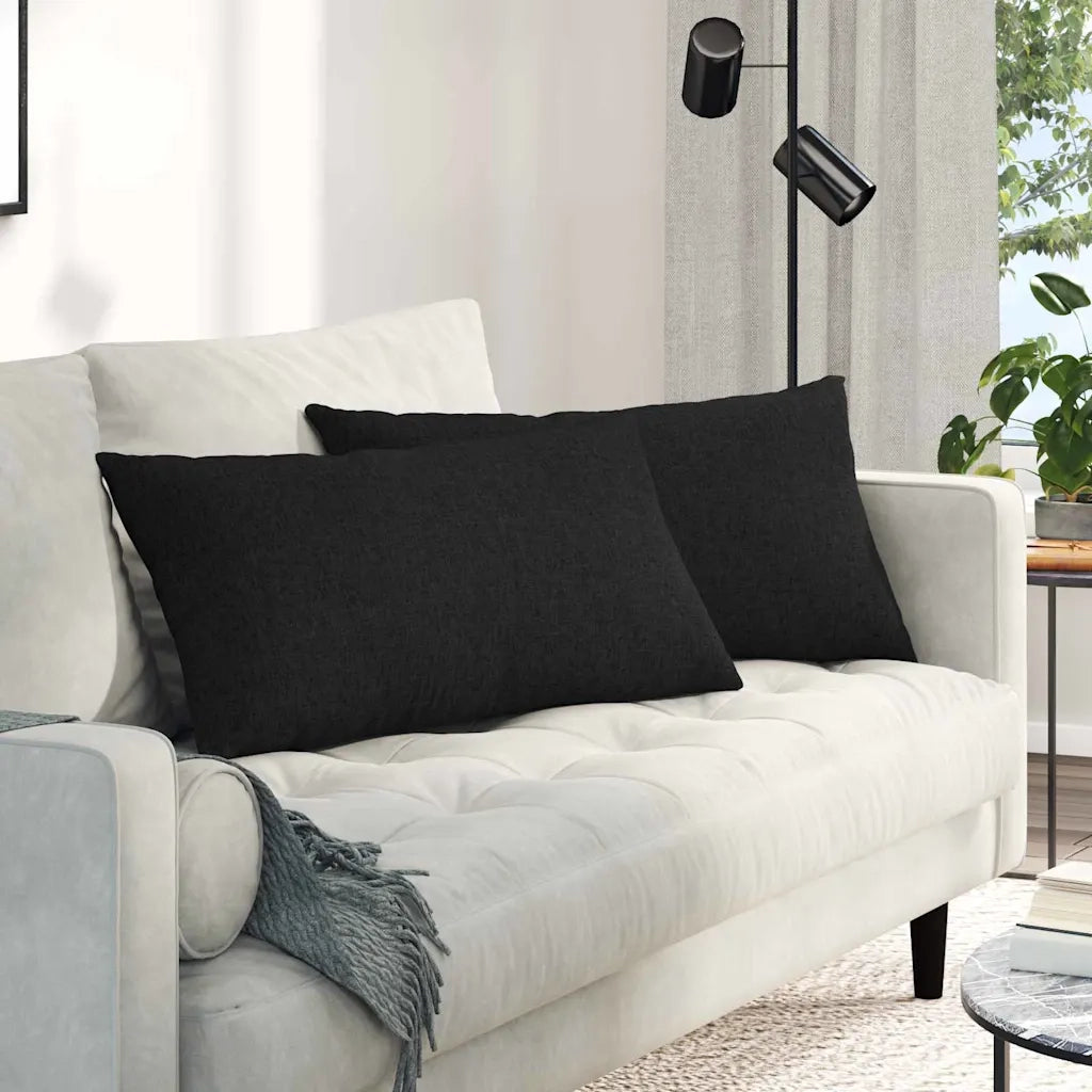 Cuscini da Divano 2 pcs Nero 80 x 40 cm Tessuto 42013698