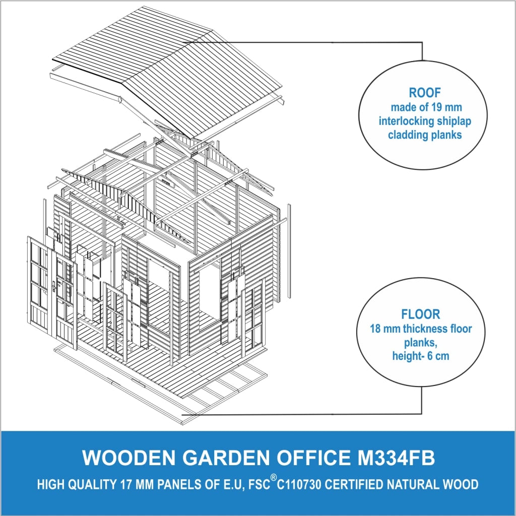 Casetta da giardino  - 6m2 - con tegole bituminose - TIMBELA M334FB+H334FBBROWN