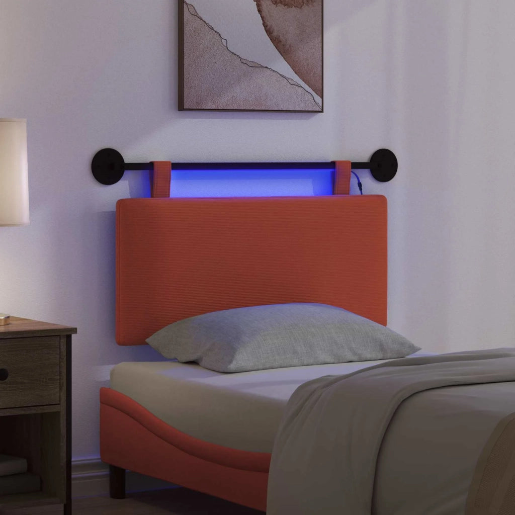 Testiera | Testata sospesa Con luce LED Rosso Arancio Tessuto in Cords