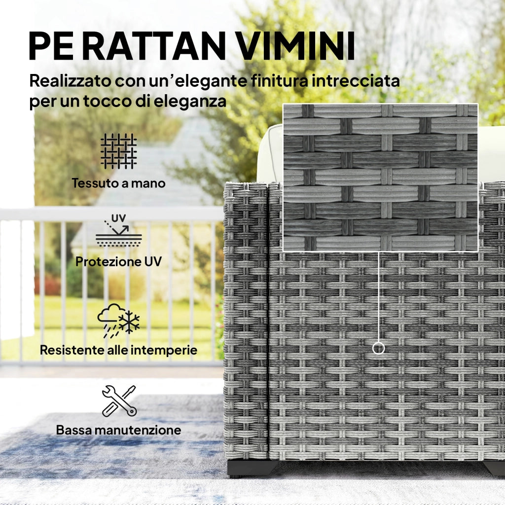 Set Giardino 6 Pezzi in Polyrattan e Acciaio ¨C Minimal ¨C Grigio