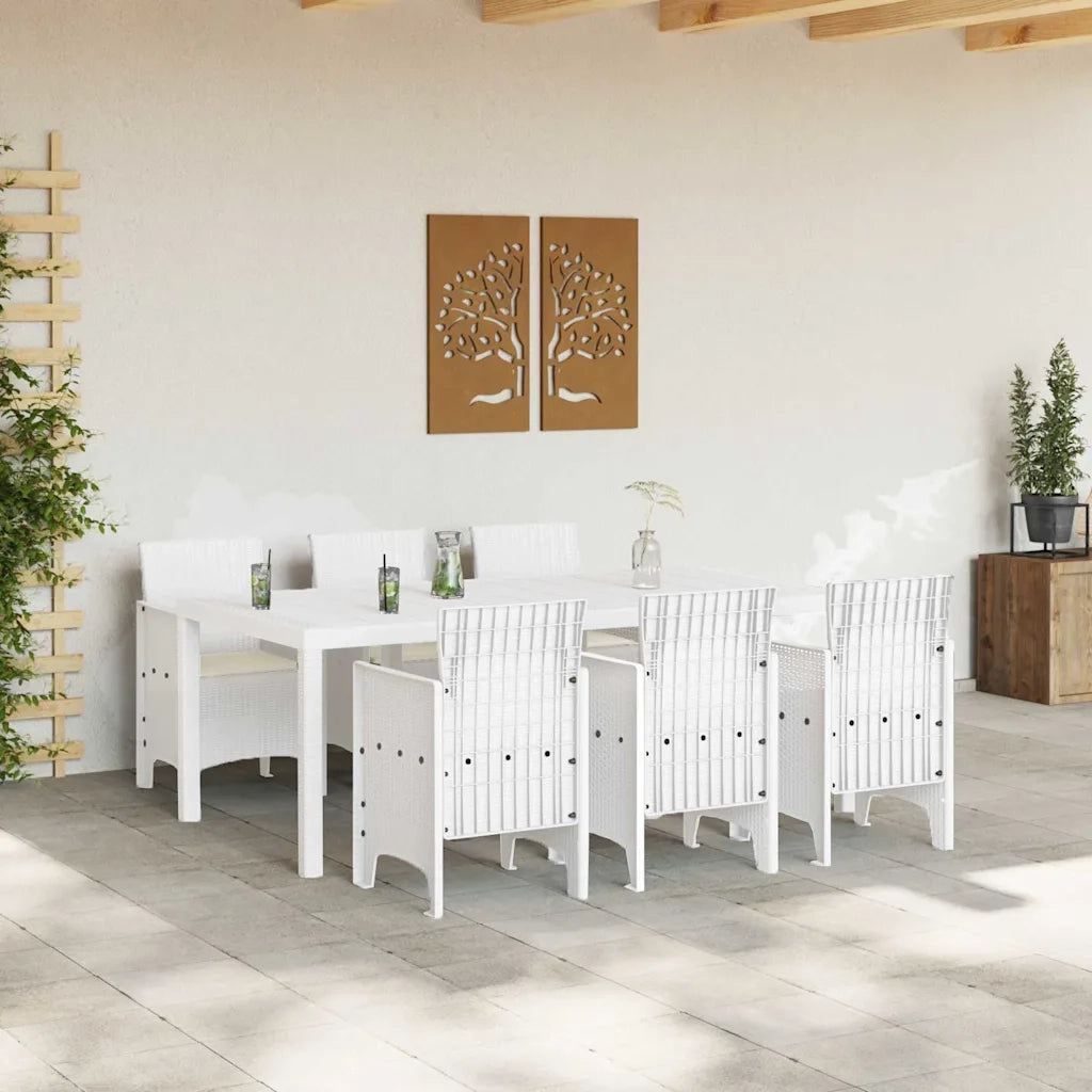Set da Pranzo per Giardino 7 pcs Bianco Polipropilene 3378726