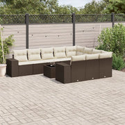 Set Divani da Giardino 11 pz con Cuscini Polyrattan Marrone 3223102